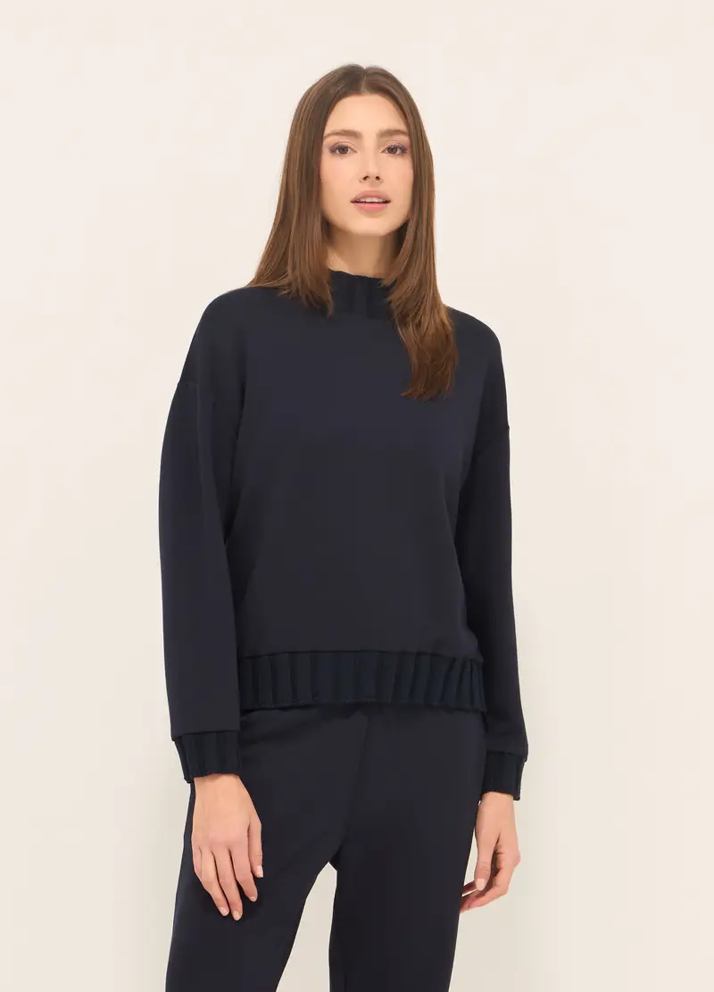 Felpa Misto Viscosa Donna, Blu Bluette