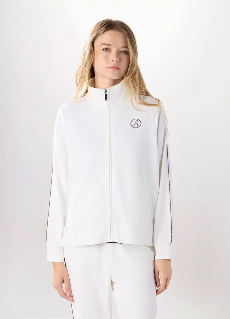 Felpa Misto Viscosa Piquet Holistic Fitness Donna, Bianco gesso