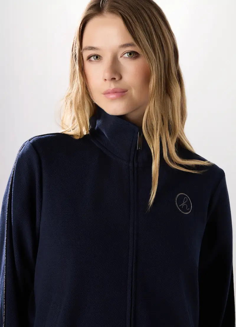 Felpa Misto Viscosa Piquet Holistic Fitness Donna, Blu navy miniatura 3