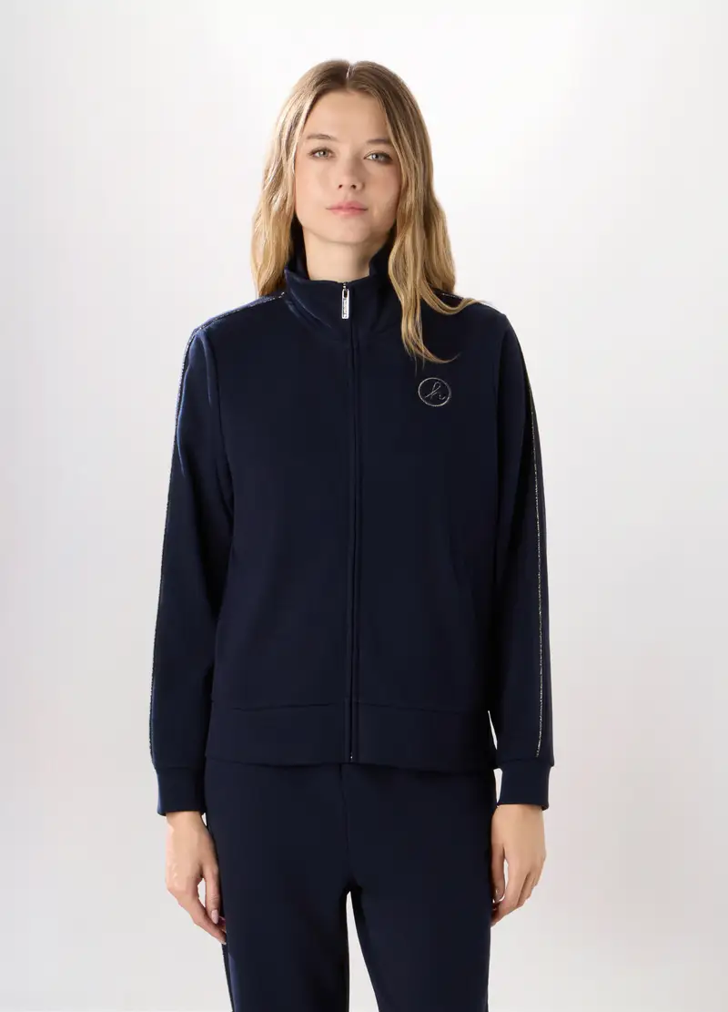 Felpa Misto Viscosa Piquet Holistic Fitness Donna, Blu navy