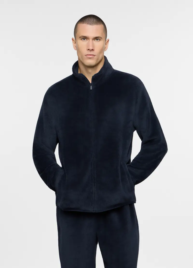 Felpa Pigiama In Pile Uomo, Blu scuro