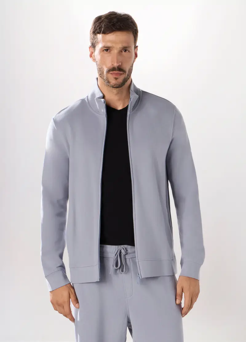 Upim, Felpa Slim Con Zip In Puro Cotone Uomo, Unisex, Azzurro carta da zucchero, Taglia: S