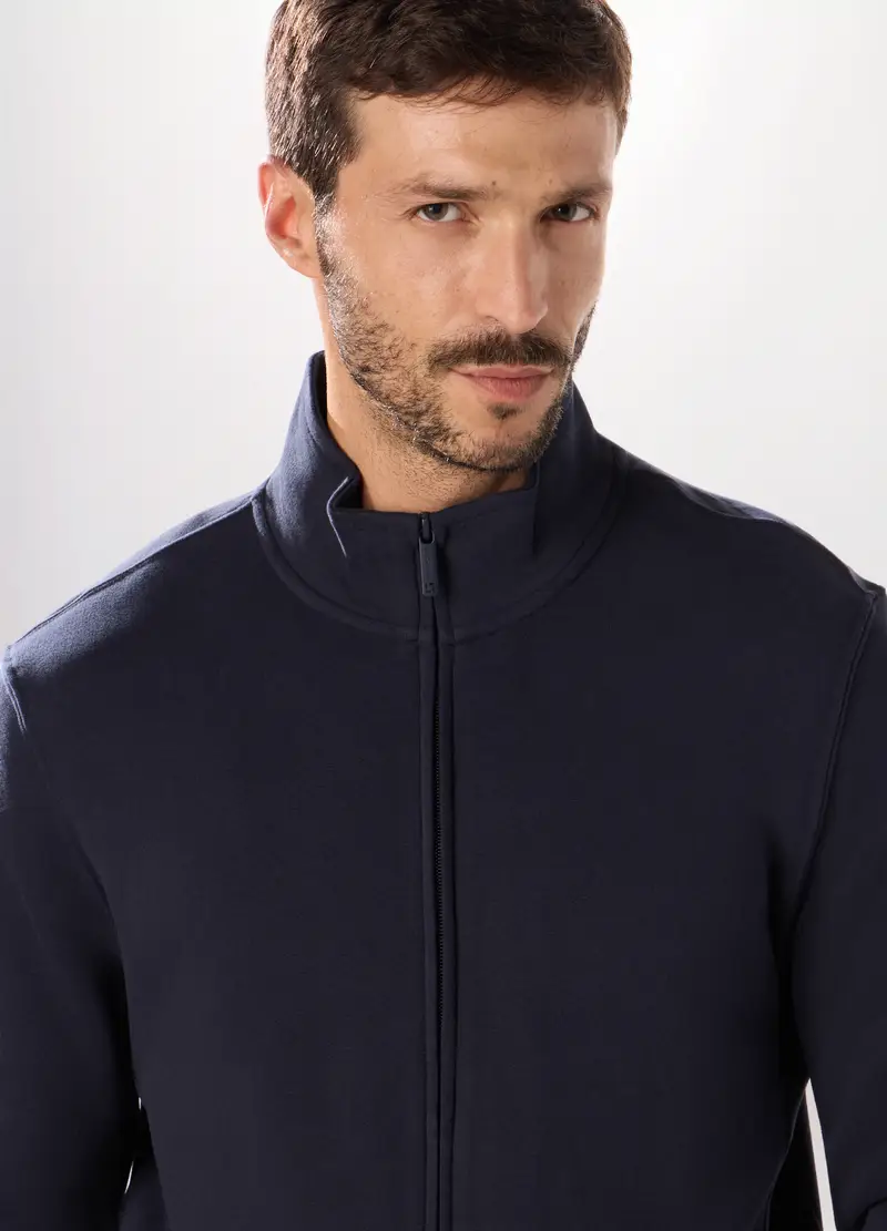 Upim, Felpa Slim Con Zip In Puro Cotone Uomo, Unisex, Blu navy, Taglia: S miniatura 2