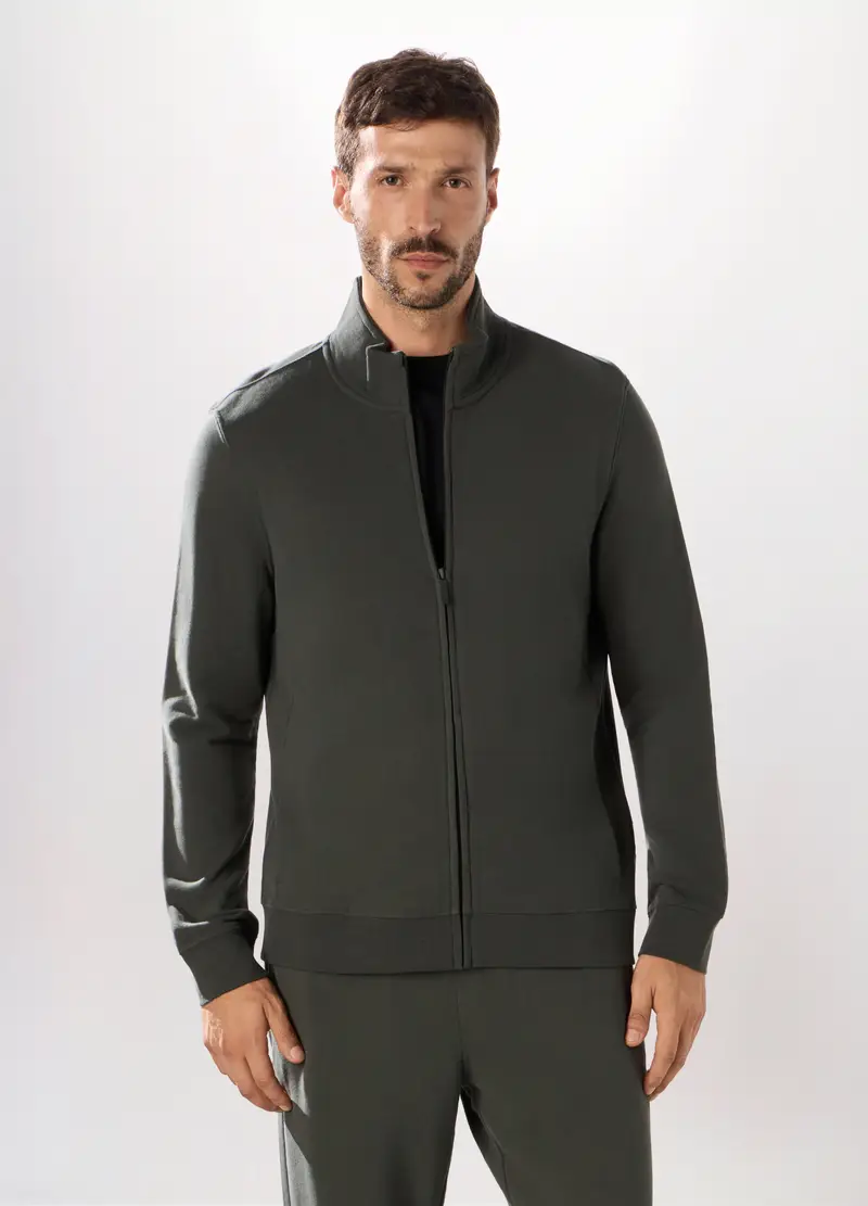 Upim, Felpa Slim Con Zip In Puro Cotone Uomo, Unisex, Grigio antracite, Taglia: S