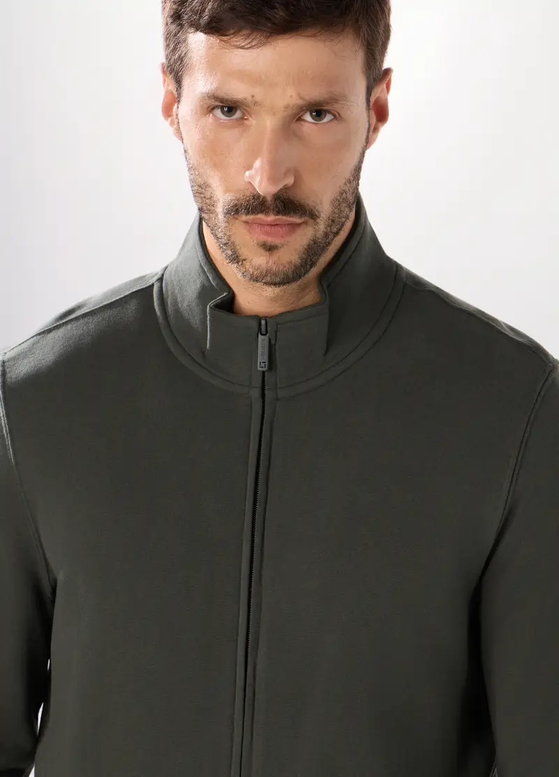 Upim, Felpa Slim Con Zip In Puro Cotone Uomo, Unisex, Grigio antracite, Taglia: S miniatura 2