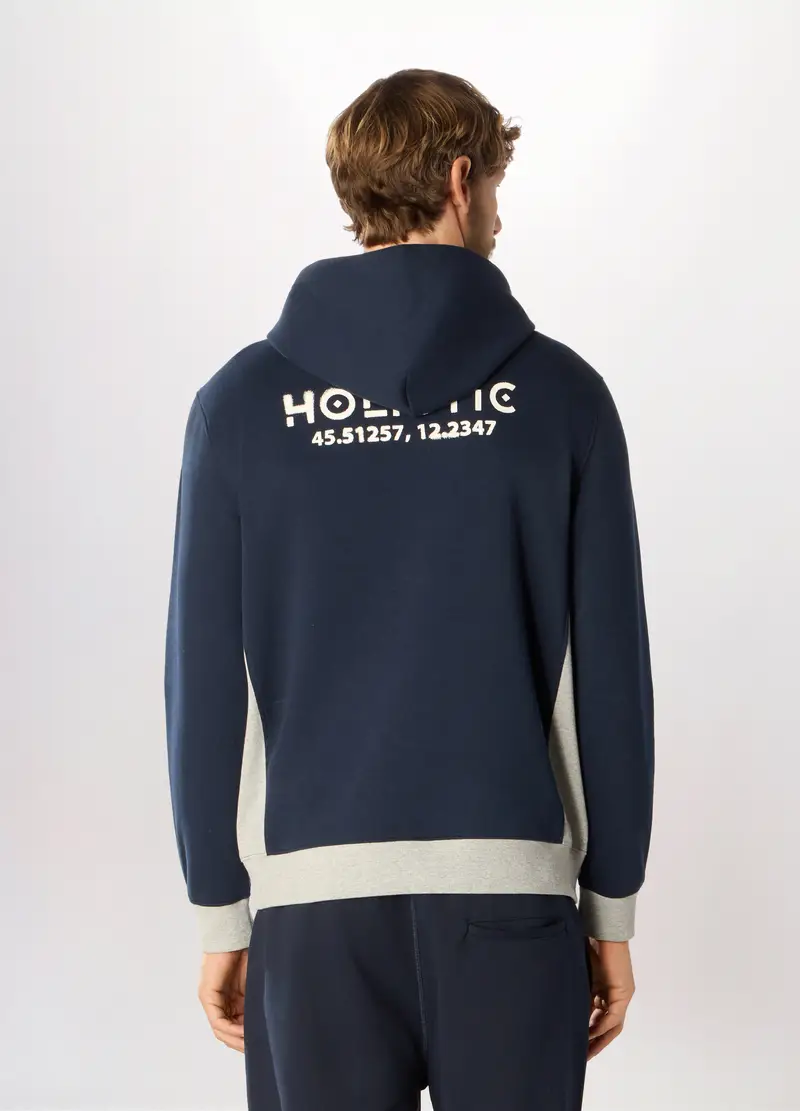 Felpa Sportiva Con Cappuccio Uomo, Unisex, Blu navy miniatura 2