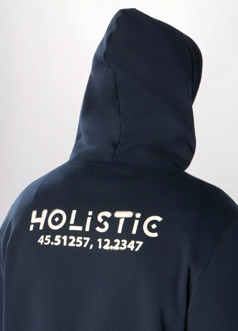 Felpa Sportiva Con Cappuccio Uomo, Unisex, Blu navy miniatura 3