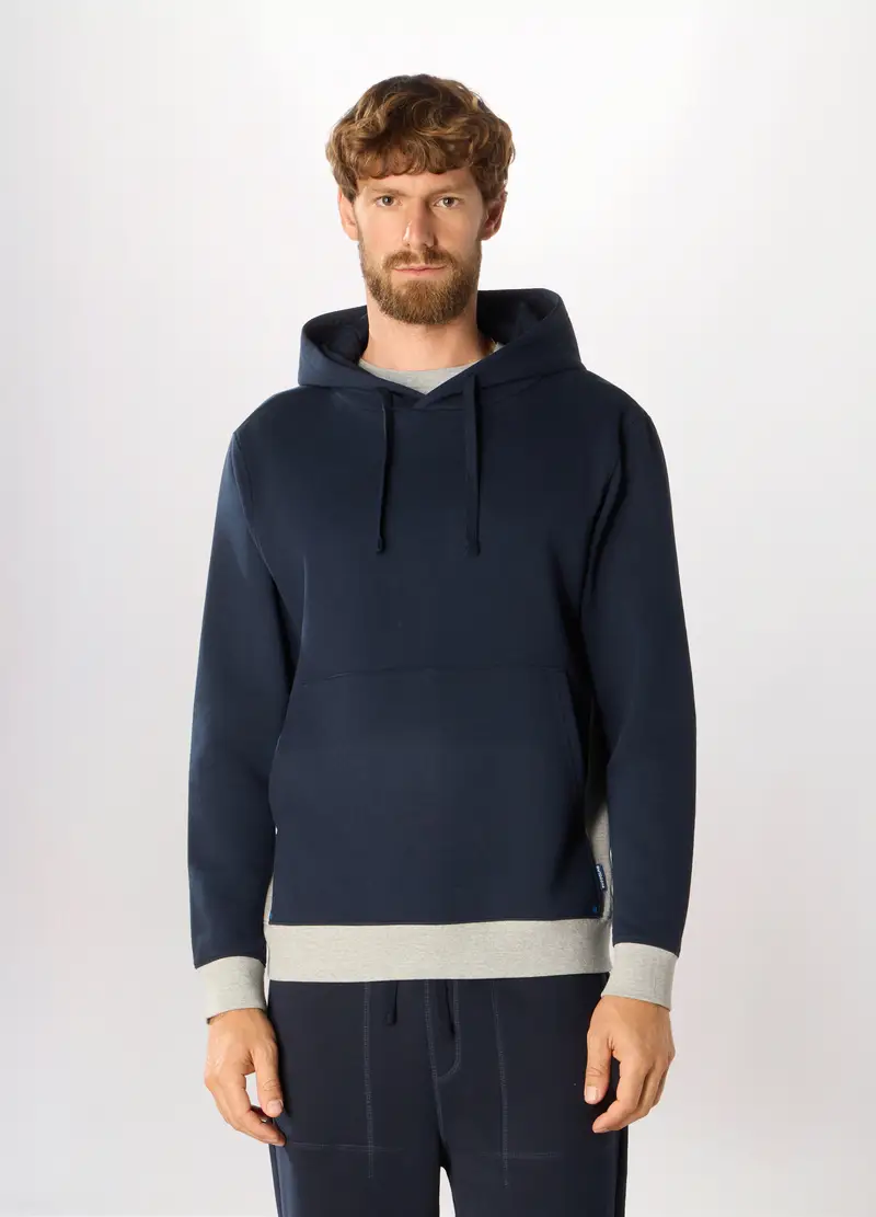 Felpa Sportiva Con Cappuccio Uomo, Unisex, Blu navy