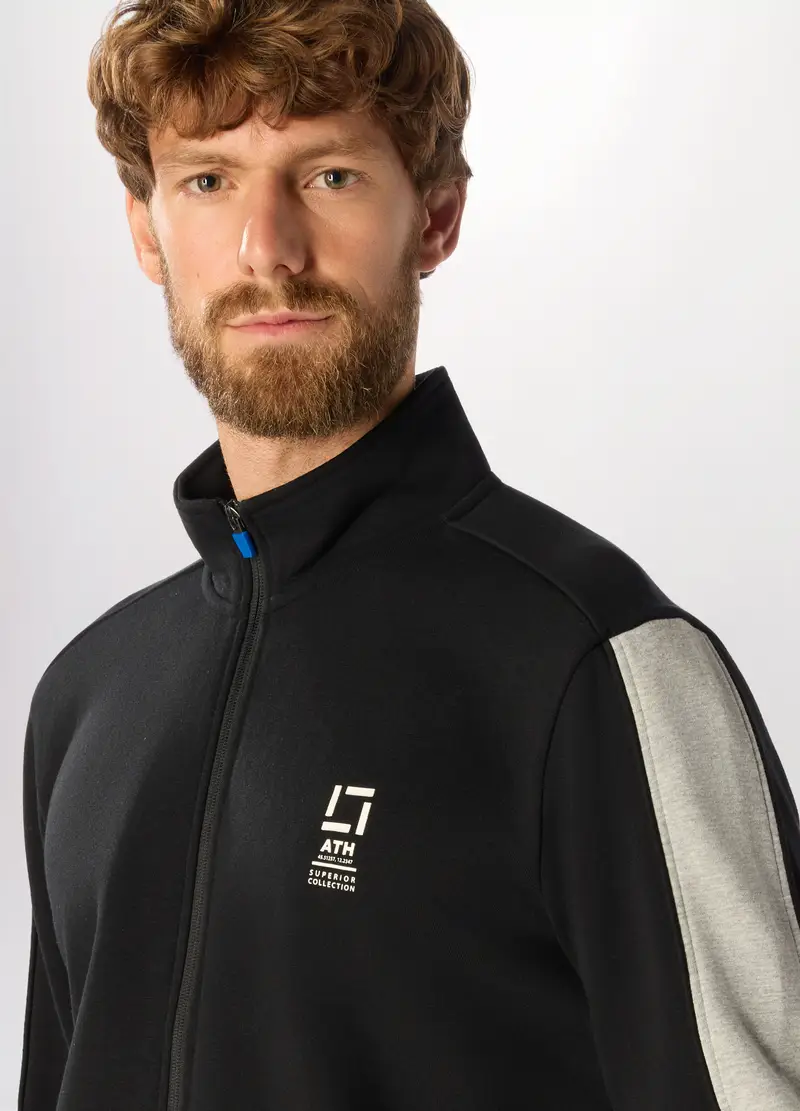 Felpa Sportiva In Misto Cotone Uomo, Unisex, Nero miniatura 3