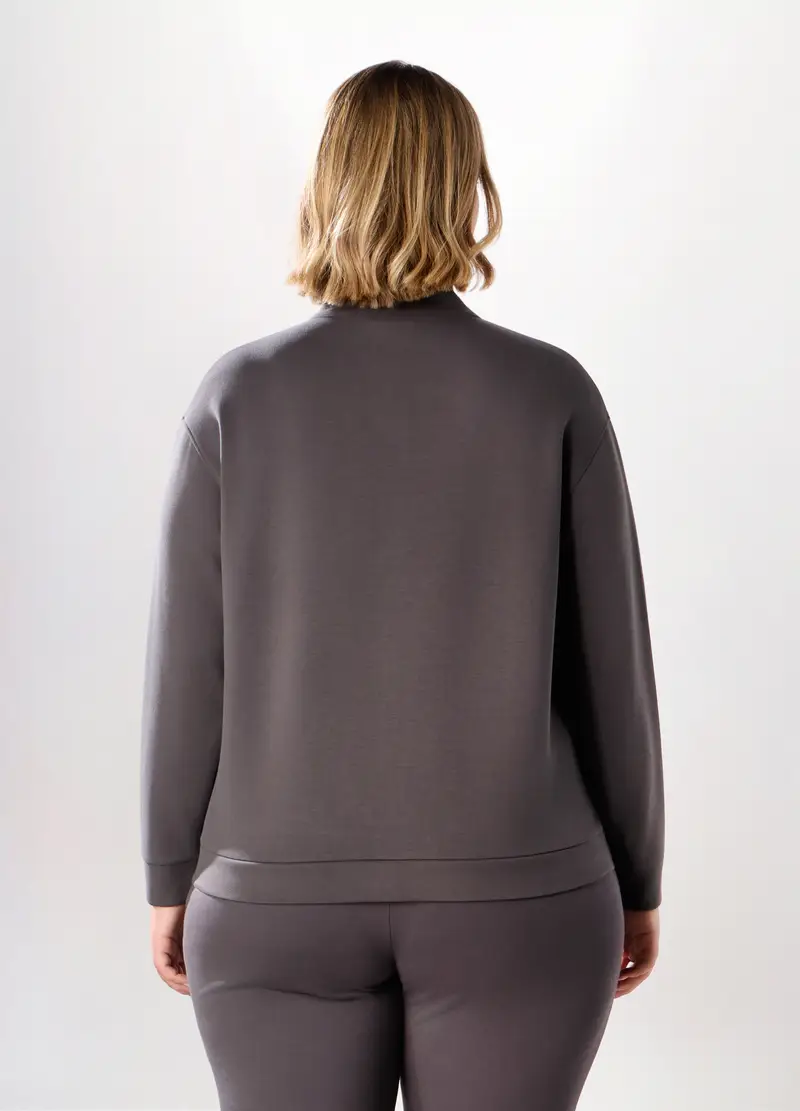 Felpa Sportiva Misto Viscosa Donna Curvy, Grigio scuro miniatura 2