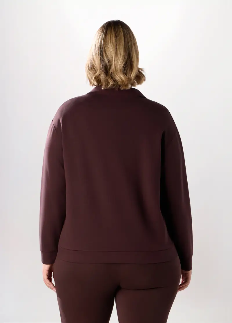 Felpa Sportiva Misto Viscosa Donna Curvy, Marrone cioccolato miniatura 2