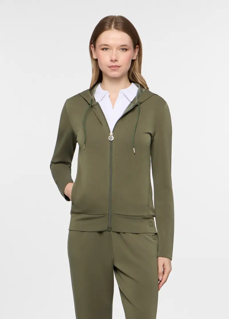 Felpa Stretch Con Cappuccio Holistic Donna, Verde oliva