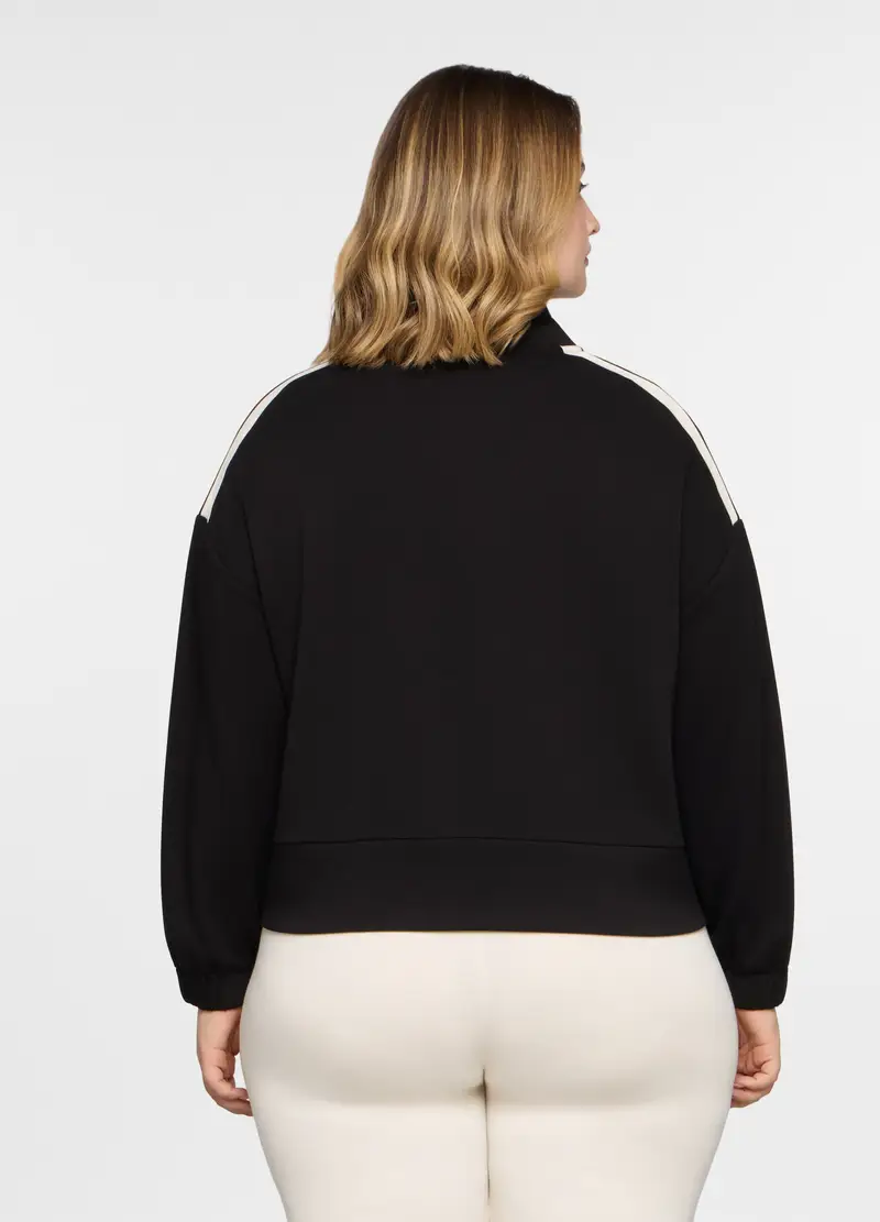 Felpa Stretch Full Zip Donna Curvy, Nero miniatura 2