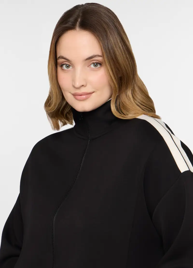 Felpa Stretch Full Zip Donna Curvy, Nero miniatura 3