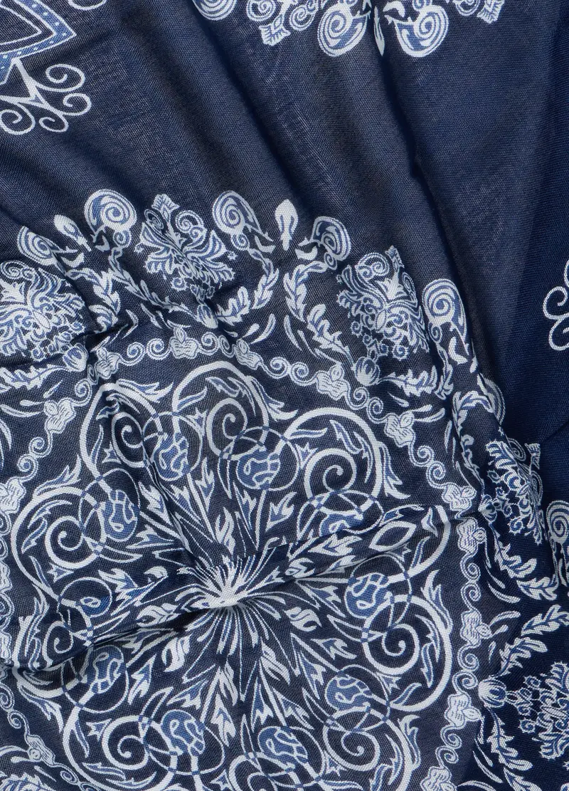 Foulard Con Stampa In Pura Viscosa Donna, Blu Bluette miniatura 2