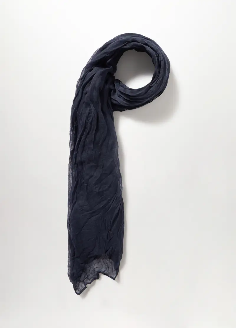 Foulard Crinkle Tinta Unita Donna, Blu navy miniatura 2