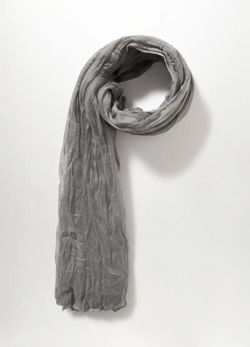 Foulard Crinkle Tinta Unita Donna, Grigio cemento miniatura 2