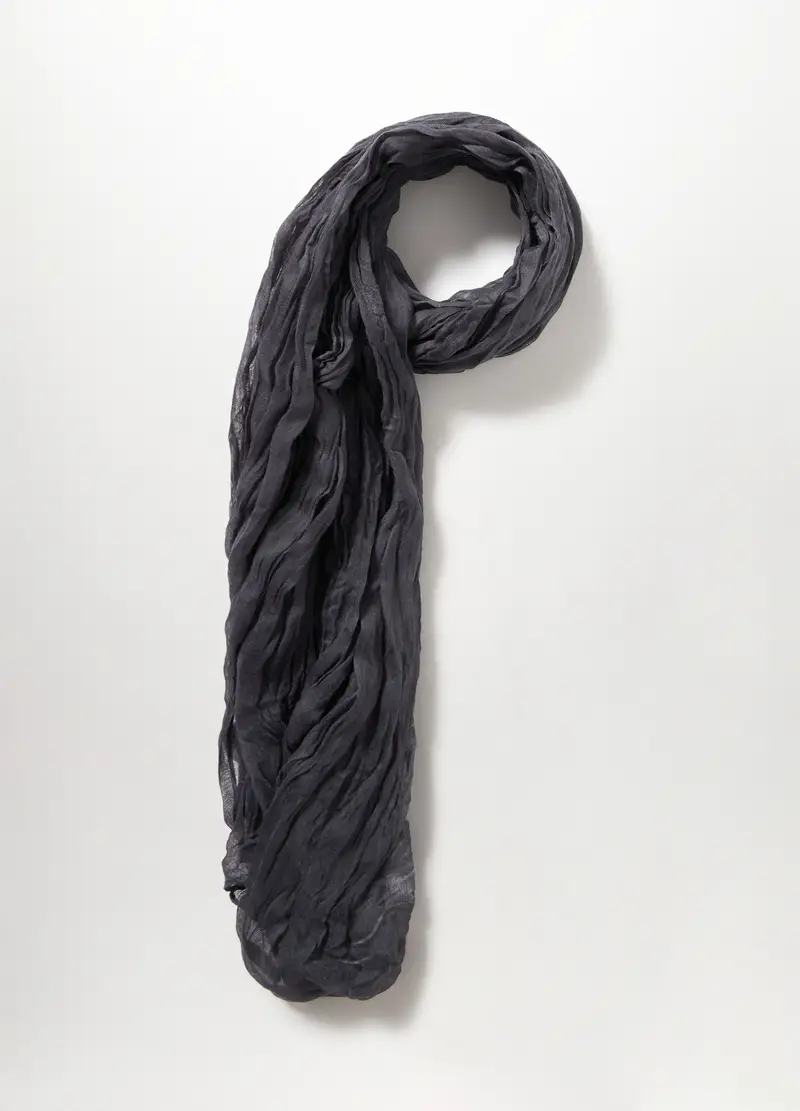 Foulard Crinkle Tinta Unita Donna, Grigio scuro miniatura 2