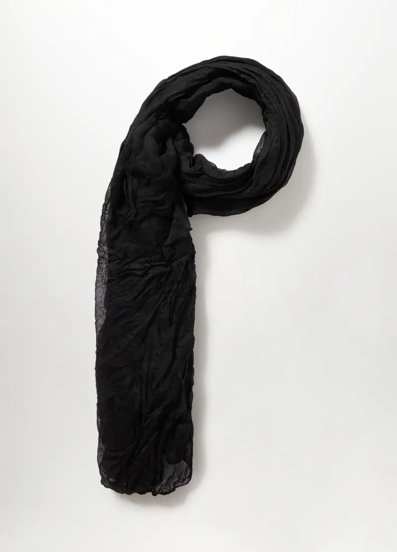 Foulard Crinkle Tinta Unita Donna, Nero miniatura 2