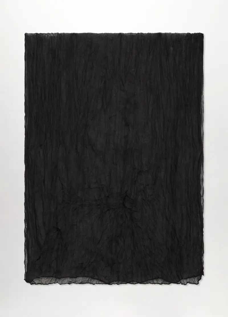 Foulard Crinkle Tinta Unita Donna, Nero
