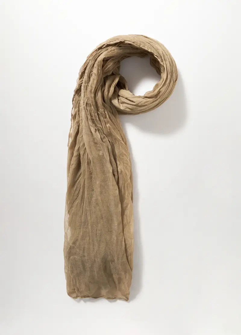 Foulard Crinkle Tinta Unita Donna, Verde muschio miniatura 2