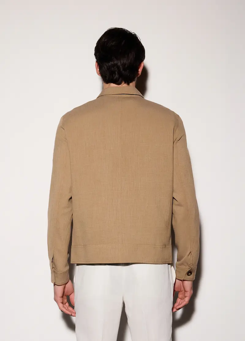 Giacca A Camicia Con Zip Uomo, Marrone chiaro miniatura 2