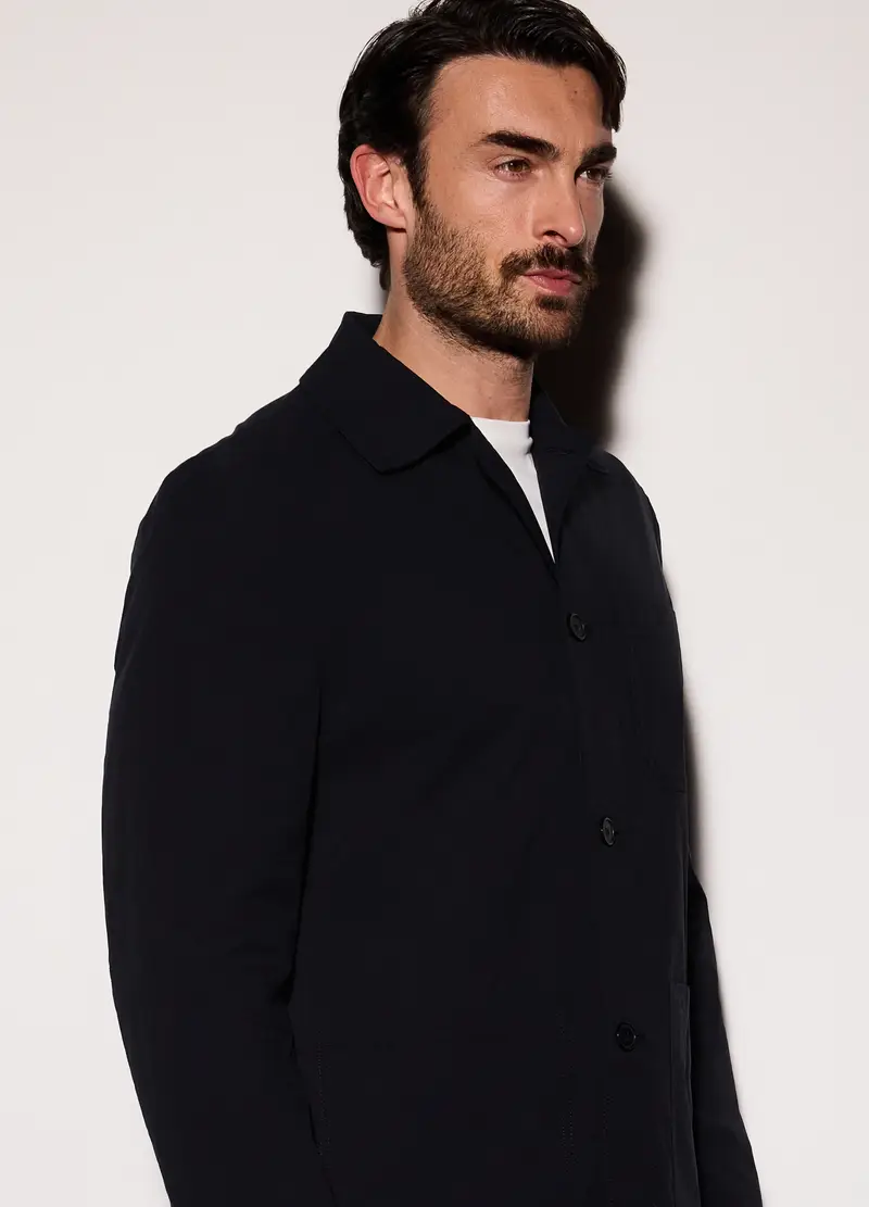 Giacca A Camicia In Tessuto Tecnico Uomo, Nero miniatura 3