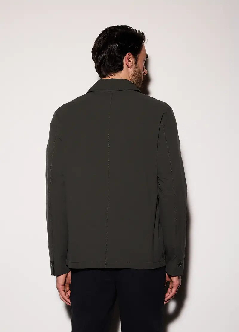 Giacca A Camicia In Tessuto Tecnico Uomo, Verde antracite miniatura 2