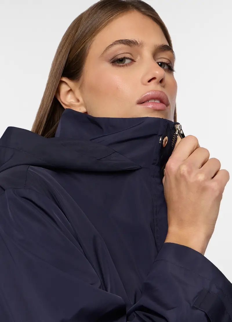 Giacca A Vento Con Cappuccio Donna, Blu navy miniatura 3