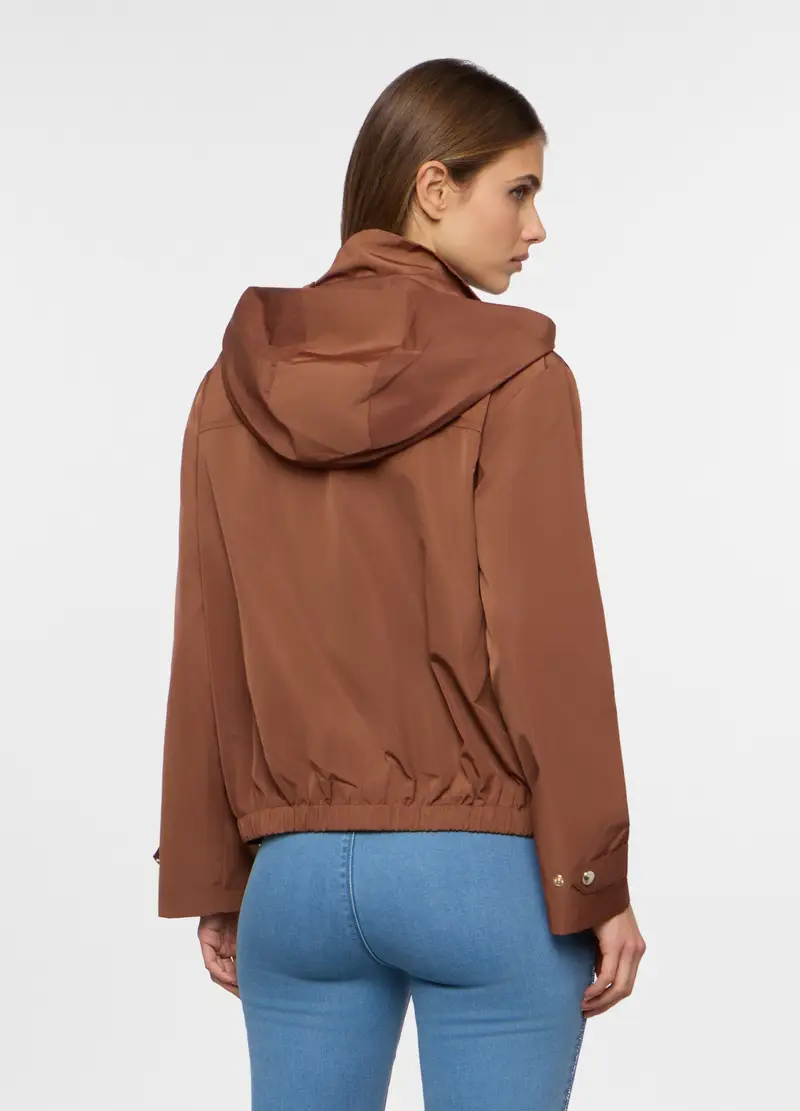 Giacca A Vento Con Cappuccio Donna, Marrone chiaro miniatura 3