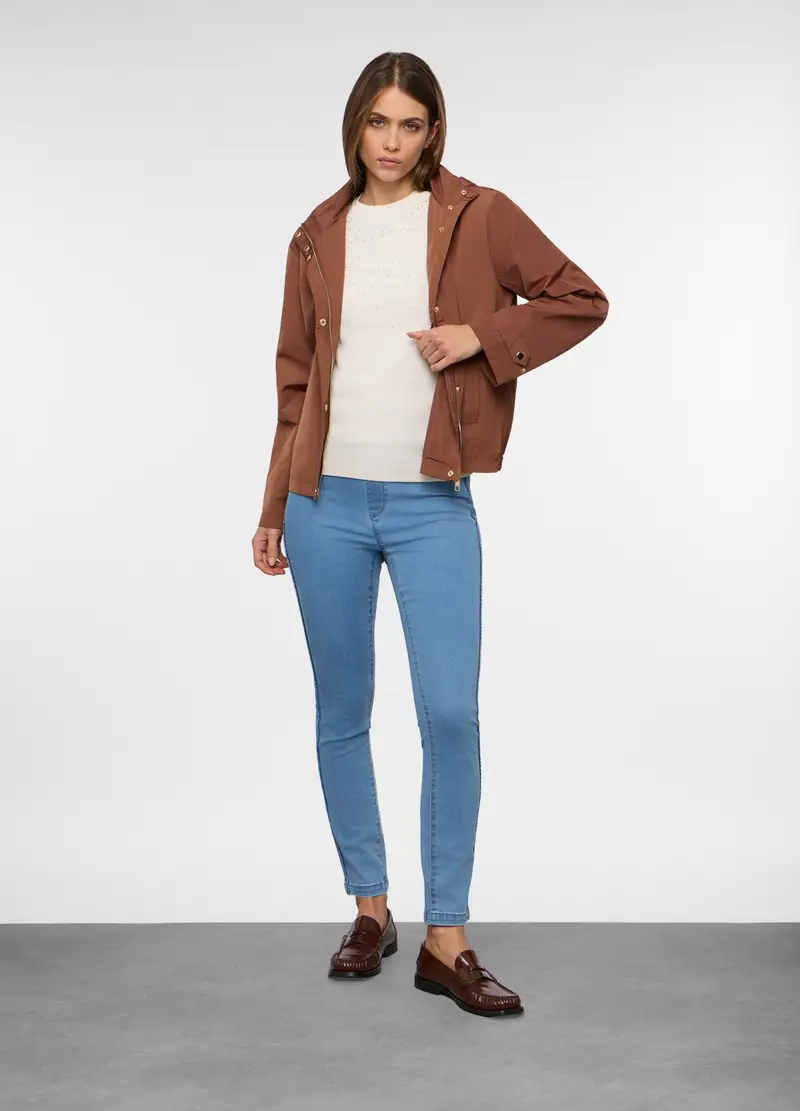 Giacca A Vento Con Cappuccio Donna, Marrone chiaro