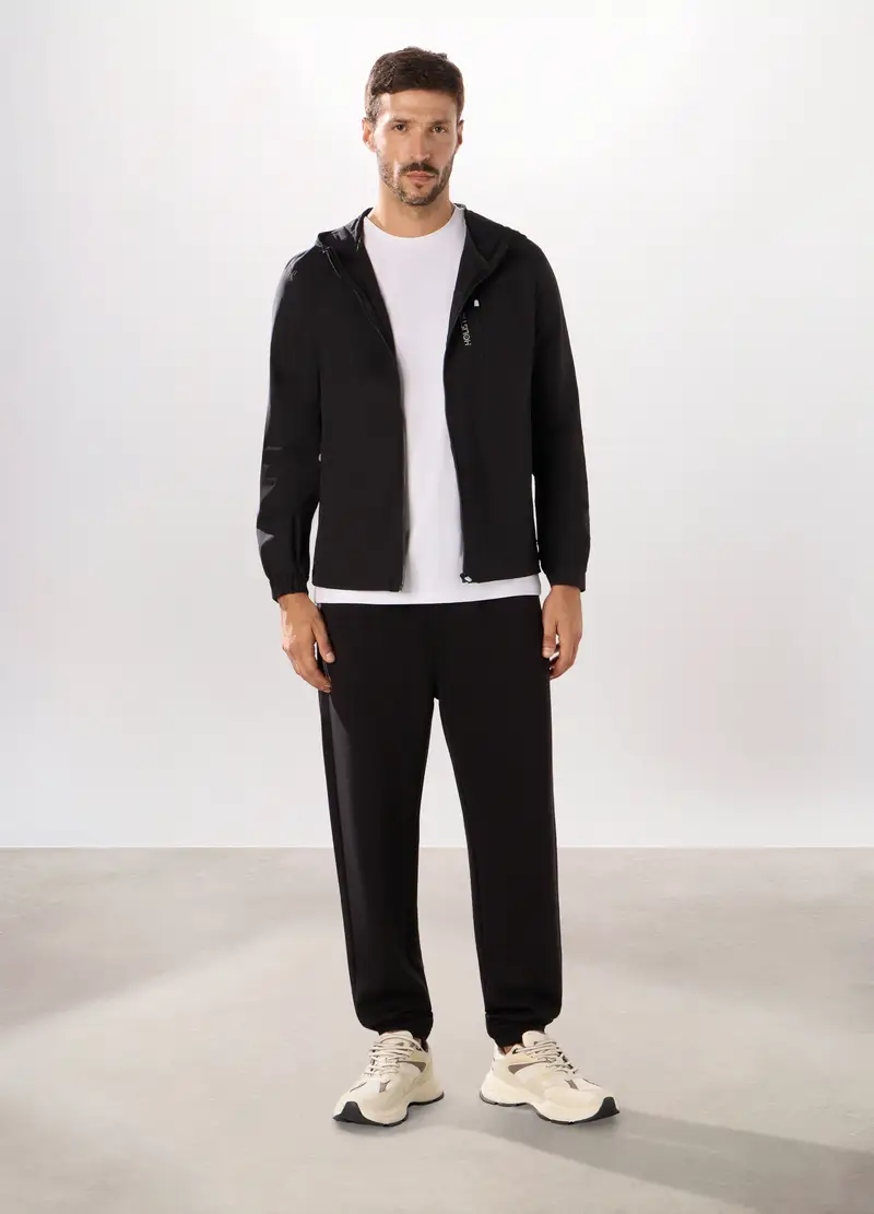 Giacca A Vento Sportiva Uomo, Unisex, Nero