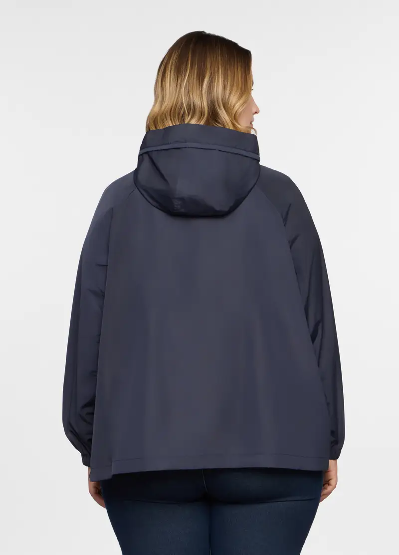 Giacca Antipioggia Over Fit Con Cappuccio Donna Curvy, Blu navy miniatura 2