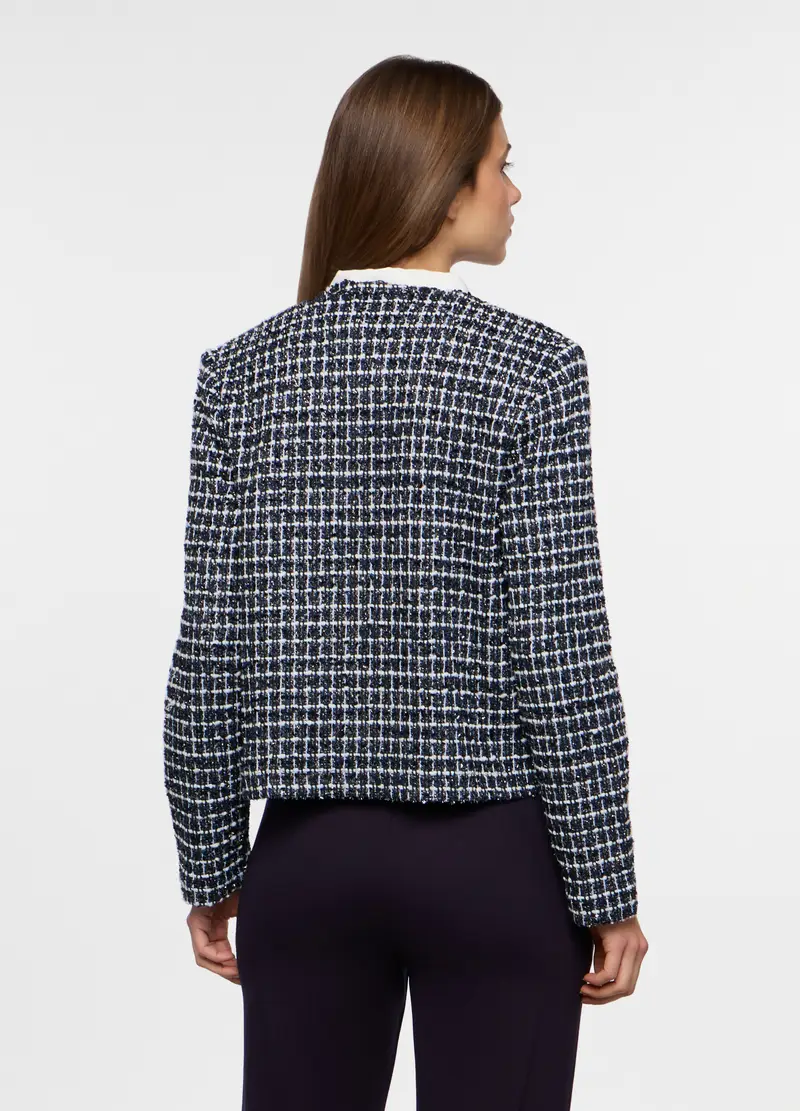 Giacca Bouclé Con Filo Lurex Donna, Blu navy miniatura 2