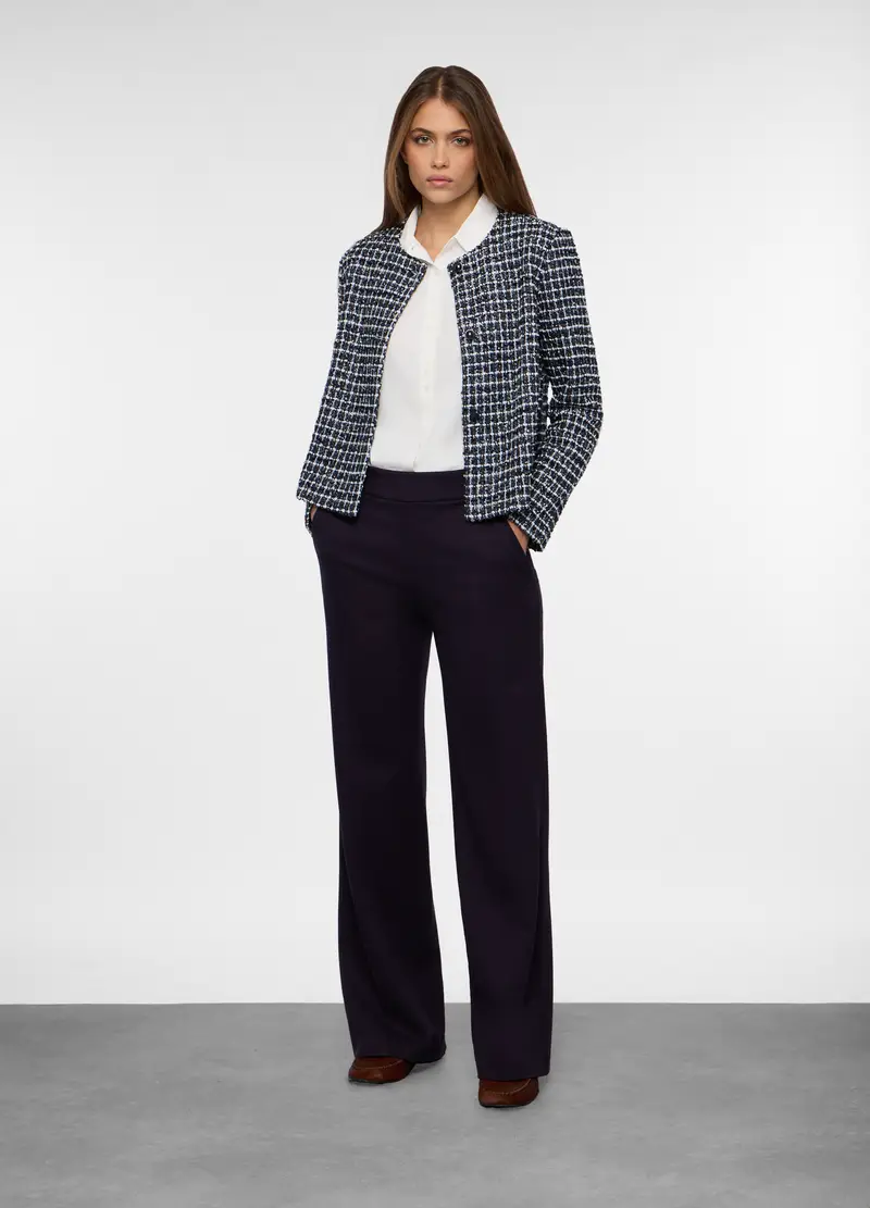 Giacca Bouclé Con Filo Lurex Donna, Blu navy