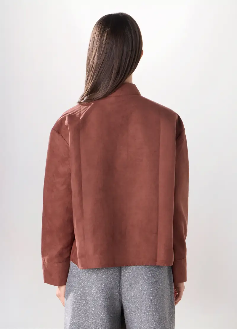 Giacca-camicia In Eco Pelle Donna, Marrone antilope miniatura 2