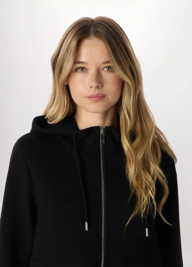 , Giacca Con Cappuccio Donna, Nero miniatura 3