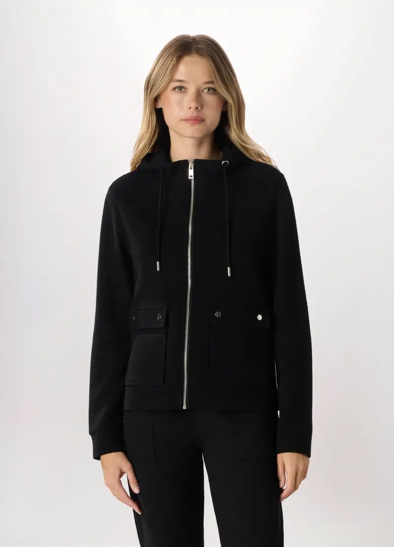 Giacca Con Cappuccio Donna, Nero
