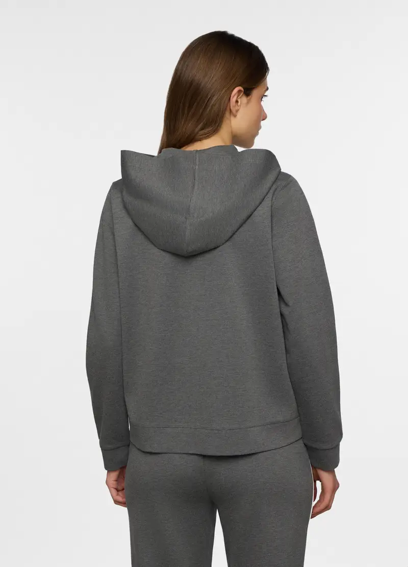 Giacca Con Cappuccio In Punto Milano Stretch Donna, Grigio chiaro miniatura 2