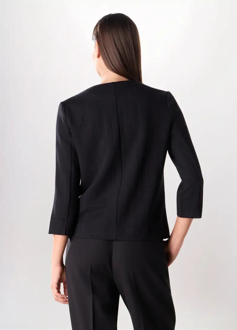 Giacca Con Lavorazione Jacquard Donna, Nero miniatura 2