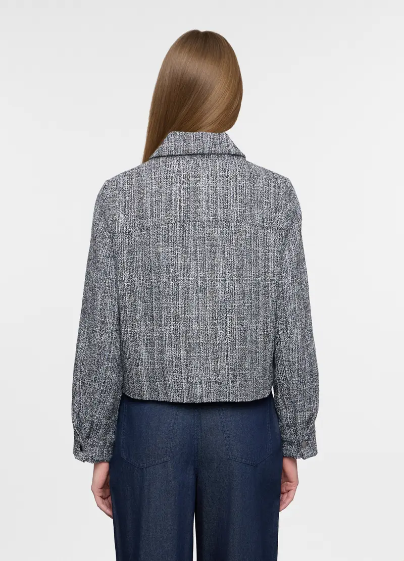 Giacca Corta In Tweed Donna, Nero/Bianco miniatura 2