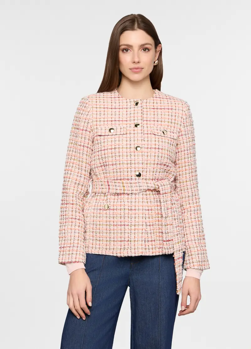 Giacca Corta In Tweed Donna, Rosa chiaro