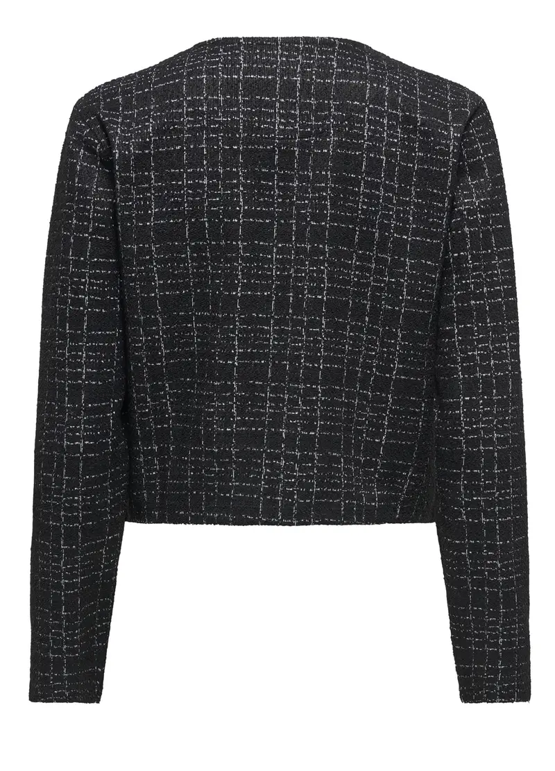 Giacca Corta In Tweed Donna, Unisex, Nero miniatura 2