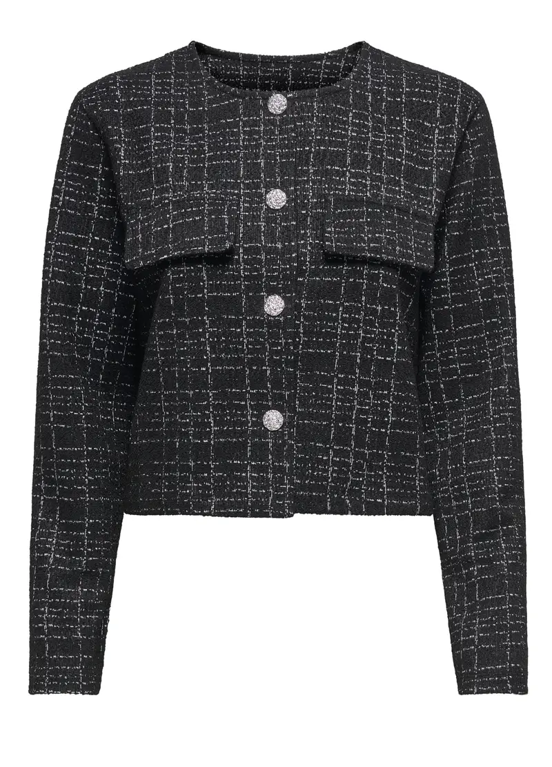 Giacca Corta In Tweed Donna, Unisex, Nero