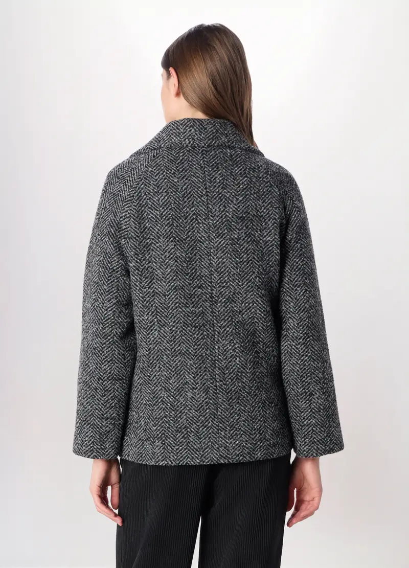 Giacca Doppio Petto Misto Lana Donna, Grigio melange miniatura 2