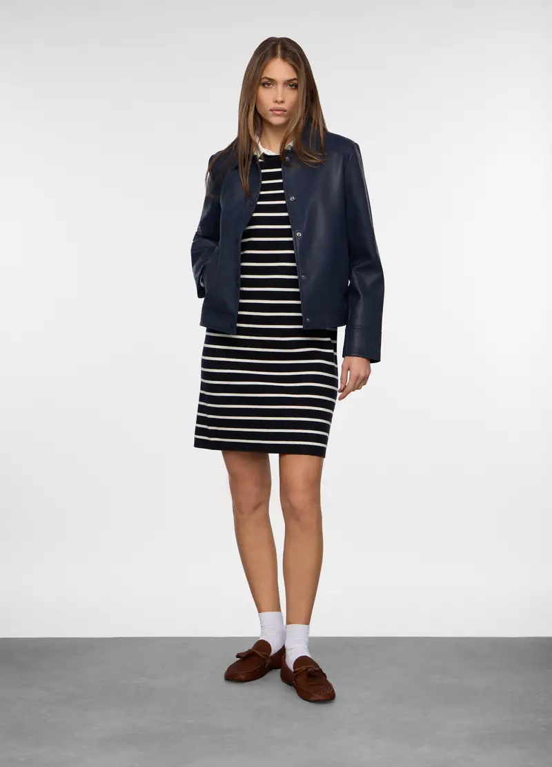 Giacca In Eco Pelle Donna, Blu navy