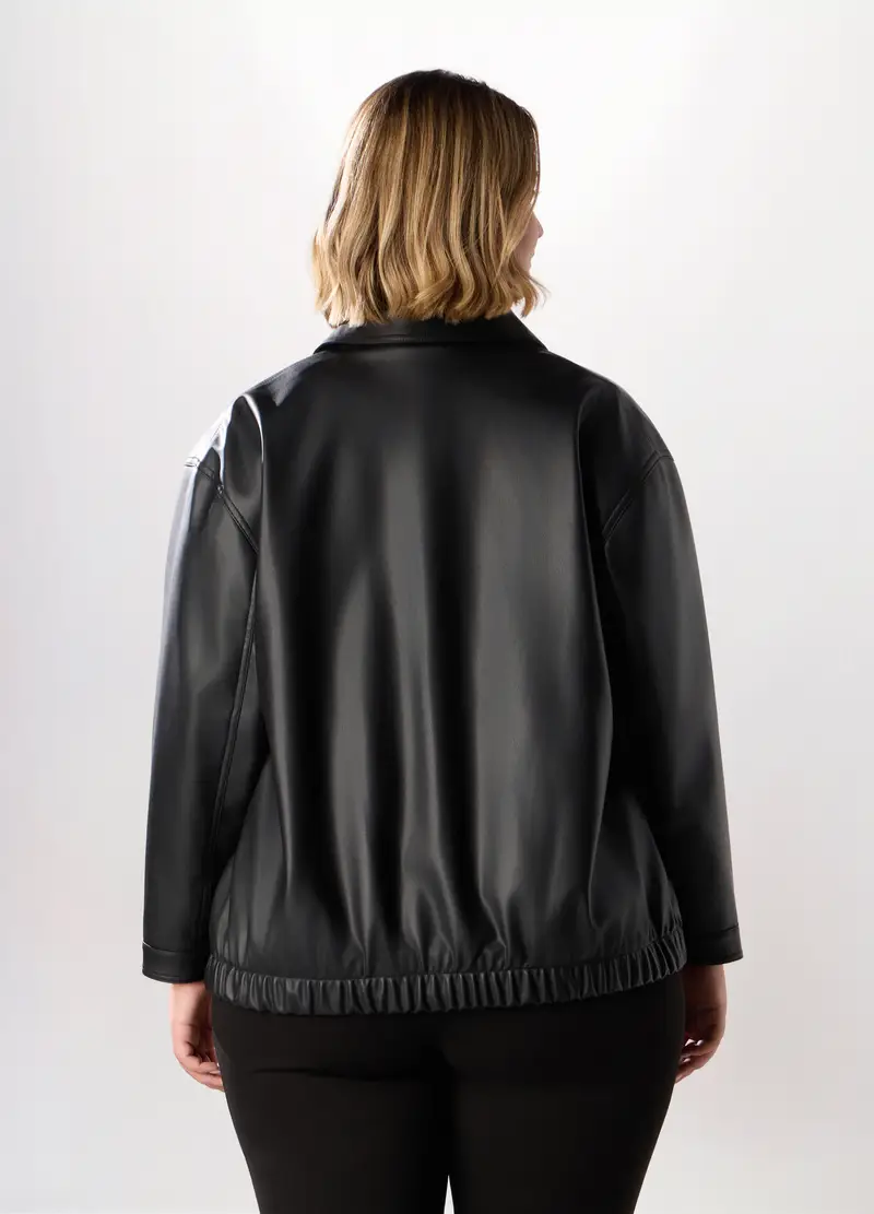 Giacca In Eco Pelle Donna Curvy, Nero miniatura 2