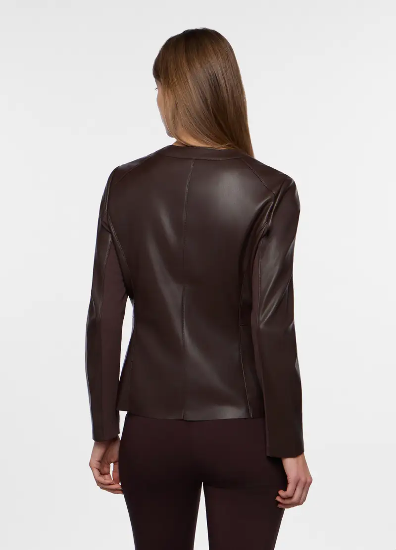 Giacca In Eco Pelle Donna, Marrone cioccolato miniatura 2