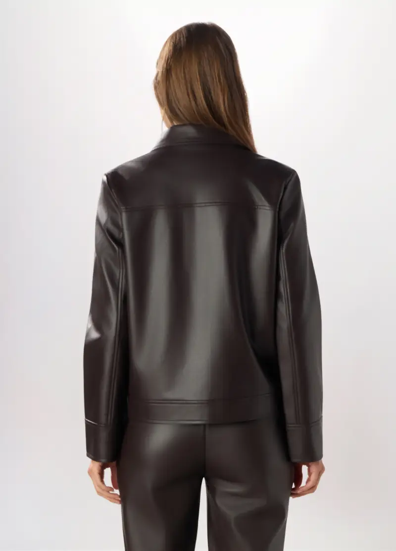 Giacca In Eco Pelle Donna, Marrone scuro miniatura 2