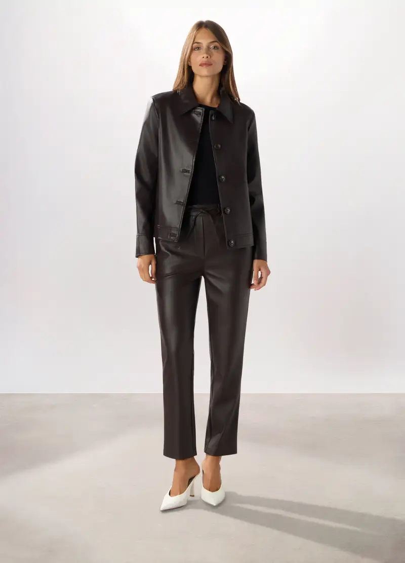 Giacca In Eco Pelle Donna, Marrone scuro